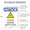 Signmission Crush Hazard Keep Clear OSHA Notice Sign, Aluminum, 7in W x 10in L, 2PK OS-2PACK-NS-A-710-V-10848 - alternate 5